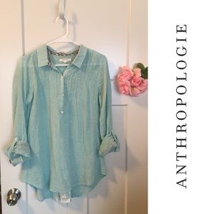 Teal Lace Back Shirt from Anthropologie